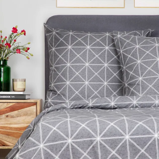 Homla FELIX GREY - BEDDING - Beddengoed - Dekbedovertrek - Katoen - 160x200 cm