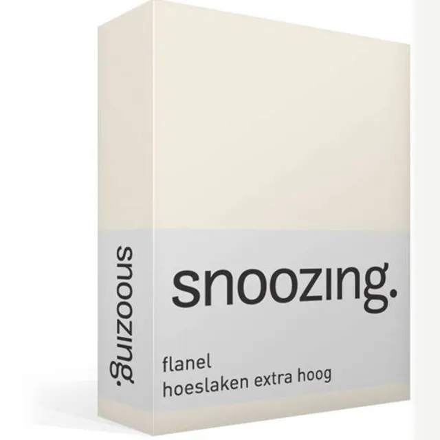 Snoozing Flanel - Extra Hoog - Hoeslaken - Lits-jumeaux - 160x200 cm - Ivoor
