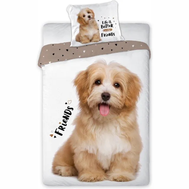 Animal Pictures Dekbedovertrek Friends - Eenpersoons - 140 x 200 + 70 x 90 cm - Katoen Wit
