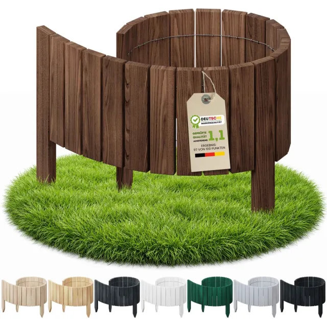 Floranica graskant hout - 100 cm - 10 cm hoog - bruin - rechte rand - grindrand - grenen