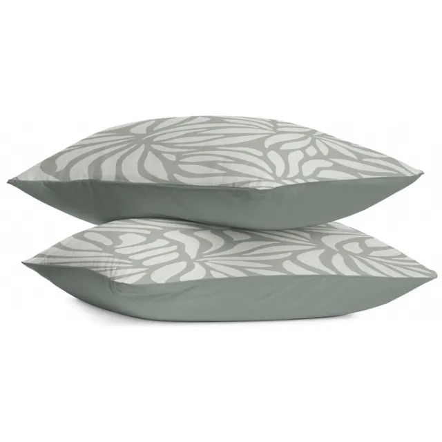 BYRKLUND Kussensloop Clean Leaves - 2x 60x70 - 100% Polyester - Groen