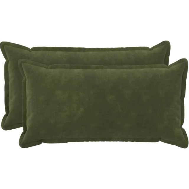vidaXL Kussensloop 2 st HOUTEN Groen 40 x 80 cm Microfiber Fleece