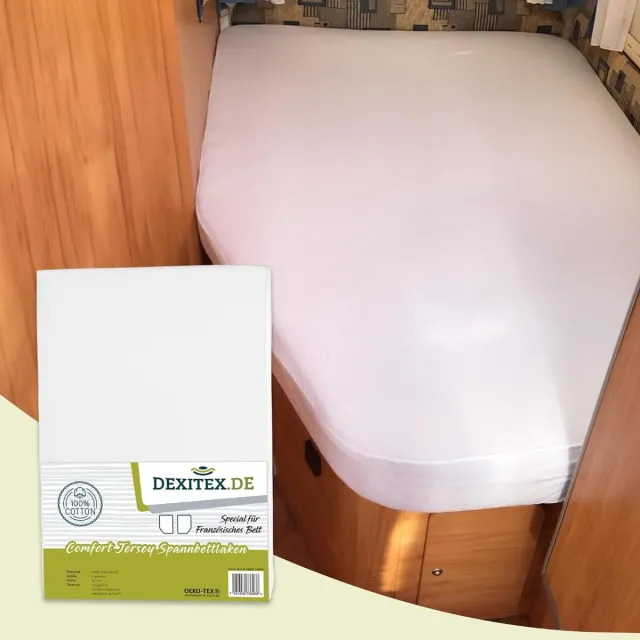 dexitex Jersey hoeslaken Frans bed wit of antraciet, LINKS Wit
