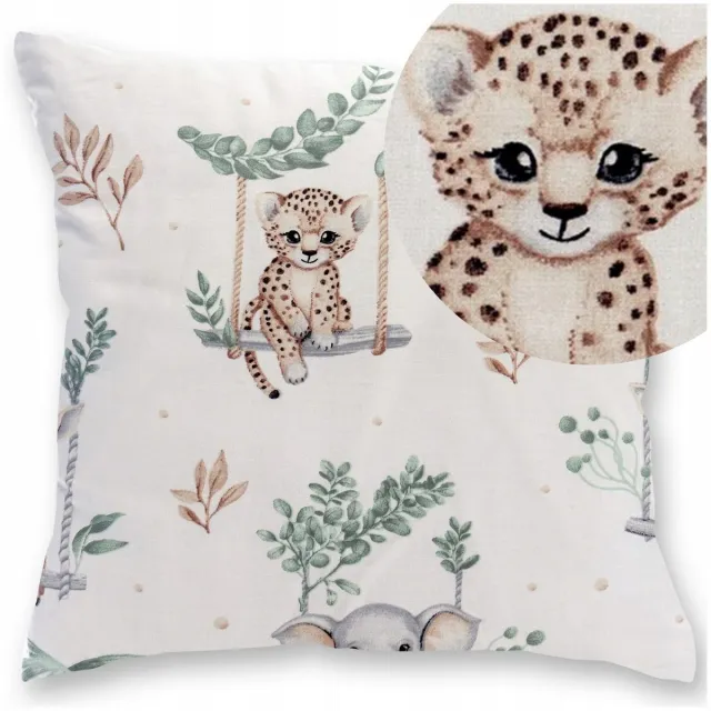 LOZKOHOLICY.PL Belluno Katoenen Kussensloop 40x40cm - kinderdecoratie met dierenprint Veelkleurig