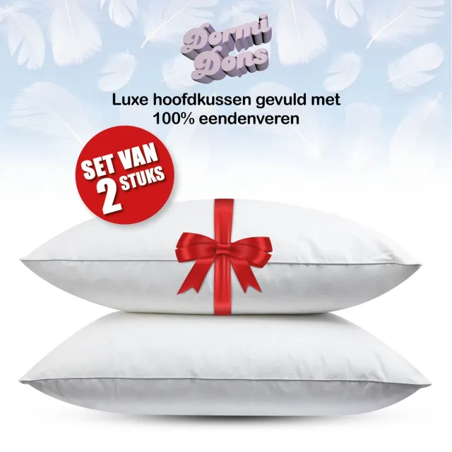 Fabiola Dormi - Medium Veren hoofdkussen - Set van 2 stuks - DownPass gecertificeerde Eendenveren - Ergonomisch - 60x70cm Wit
