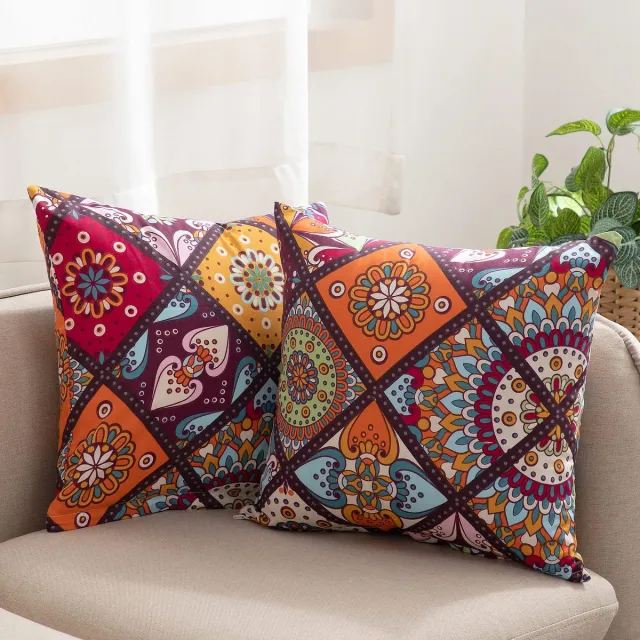 Ibenzoa Kleurrijke Set van 2 Zachte Kussenslopen 80 x 80 cm met Ritssluiting voor Ultiem Comfort orange