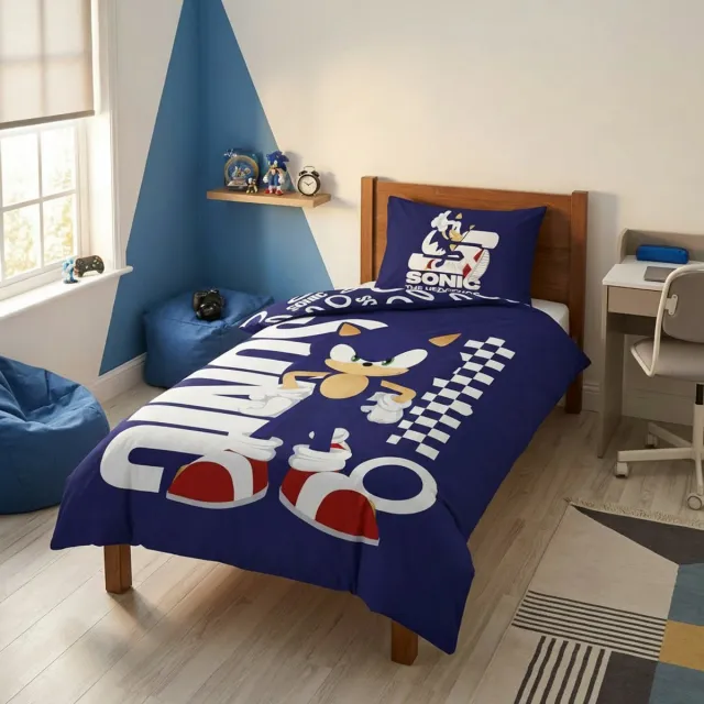Sonic the Hedgehog Dekbedovertrek - Eenpersoons - 140 x 200 cm - 65 x 65 cm - Polycotton Blauw