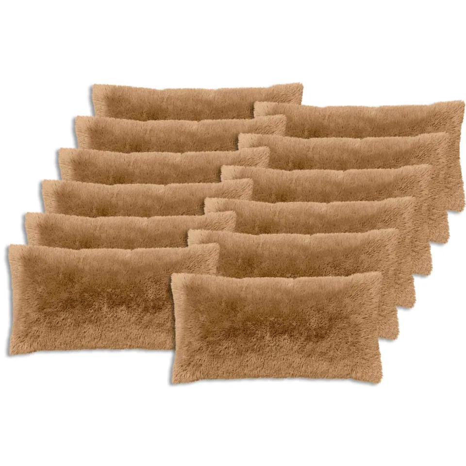vidaXL Kussensloop 12 st HEERLEN Taupe 40 x 80 cm PV Fleece, foto 3