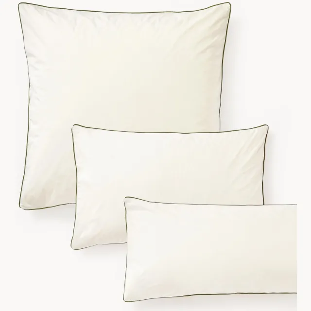 Westwing Collection Perkal katoenen kussenhoes Daria met bies Wit