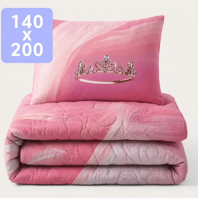Happybed Kinderdekbed zonder overtrek 140x200 - Wasbaar dekbed - Dekbed zonder hoes - 2 in 1 dekbed - Dekbed met print - Hoesloos dekbed - Princess
