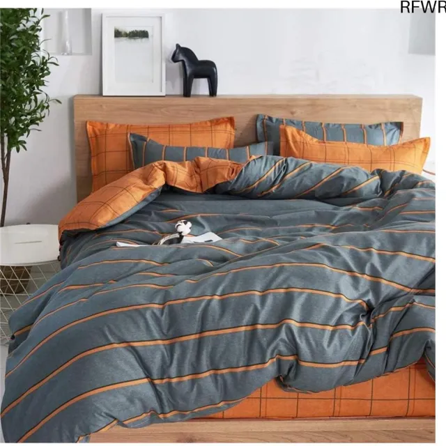 RFWR Moderne 3-delige Beddengoedset van Microvezel met Dekbedovertrek en Kussenslopen voor Bed 90 Oranje, Grijs