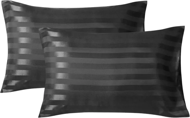 Famanu Set van 2 luxe kussenslopen van zacht microvezel, 40 x 80 cm, in elegante zwarte kleur, perfect voor een stijlvolle en moderne uitstraling in uw slaapkamer of beddengoed