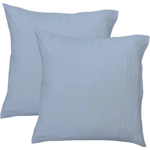 Matt & Rose Set Kussenslopen Blue Horizon - (2x) 65 x 65 cm - Blauw - Mousseline Katoen