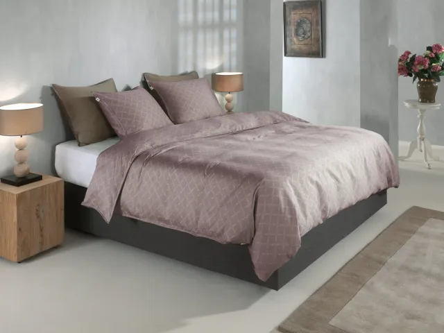 Zohome Dekbedovertrek Linea di Satinado - Paars - Dekbedhoes van 100% Katoen-Satijn - Ruiten - 2 slopen 60/70 cm
