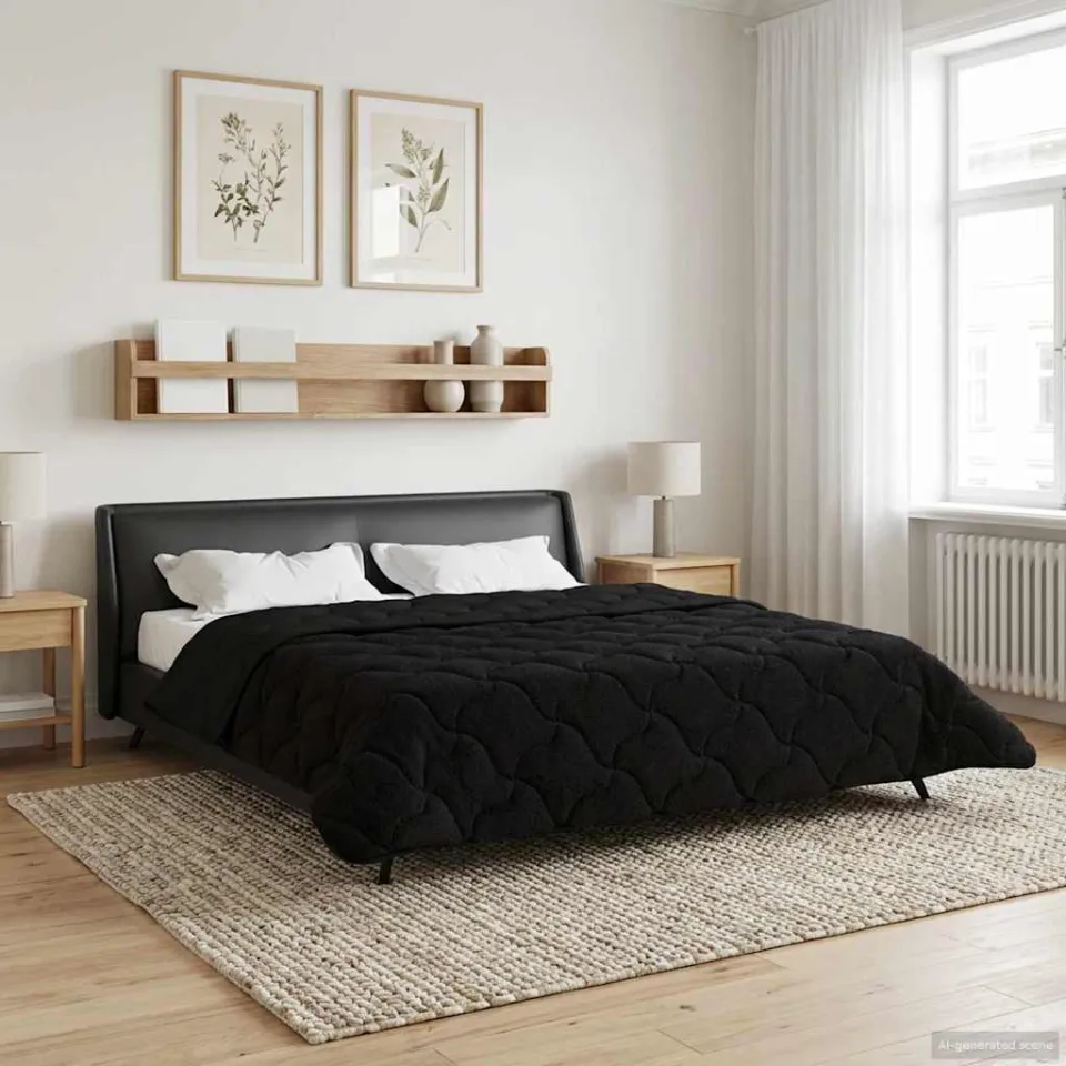 vidaXL Zomer Dekbed 240 x 260 cm Zomer Zwart Ademend, foto 4
