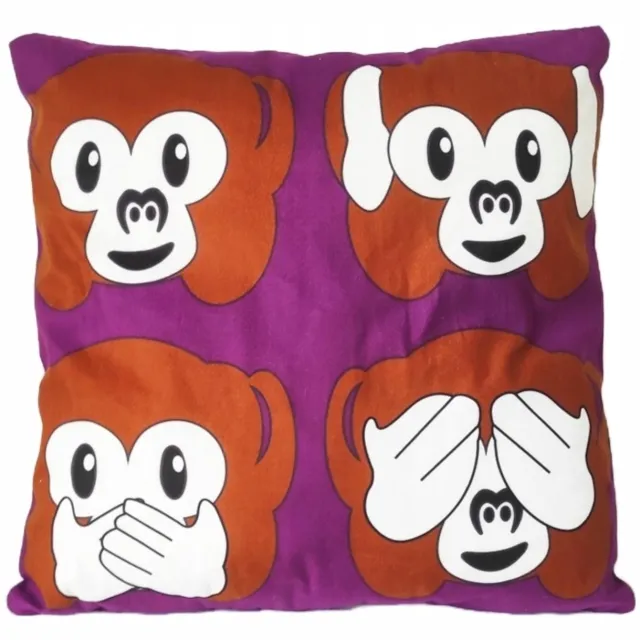 Granda Decoratieve Kussenhoes Velours Paars 45x45cm met Emoji Aapje
