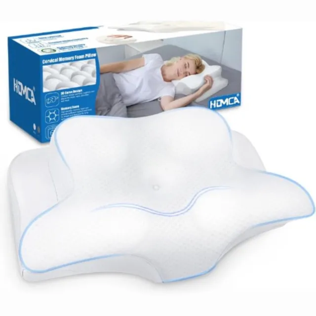 Thuys 2 in 1 Hoofdkussen – Nekklachten – Traagschuim – Nekpijn – Hoofdkussen Zijslaper – 3D – Onzichtbare Rits – Ergonomisch – Luchtend – Wit