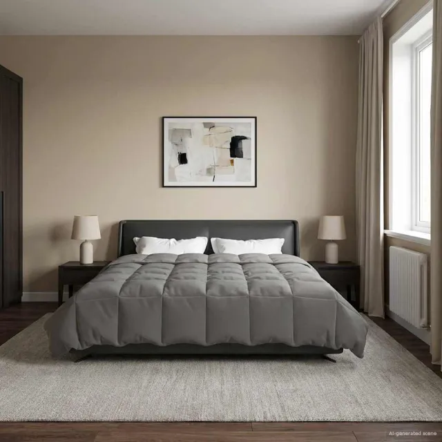 vidaXL Vol jaar dekbed 200 x 220 cm Microfiber (100% polyester) Lichtgrijs