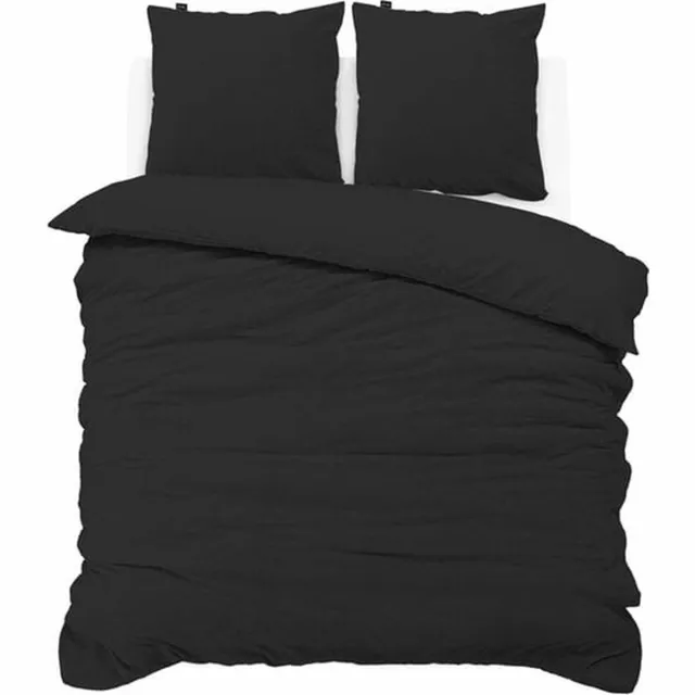 iSleep Dekbedovertrek Teddy Fleece - Eenpersoons - 140x200/220 cm - Zwart