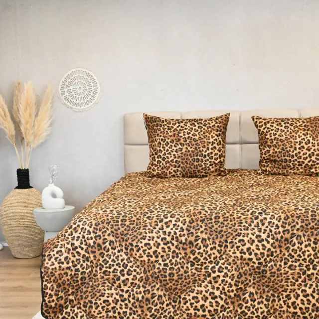 Happybed Zomerdekbed 140x200 - Eenpersoonsdekbed - Wasbaar dekbed zonder overtrek - Bedrukt dekbed zonder hoes - Hoesloos Dekbed met Print - Microvezel - Panter