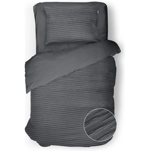 Eleganzzz Dekbedovertrek Serenity Flow - Dark Grey - Dekbedovertrek 140x200/220cm - Micropercal - Eenpersoons - Dekbedovertrekken - Effen Dekbedovertrek Serenity Flow Dark Grey