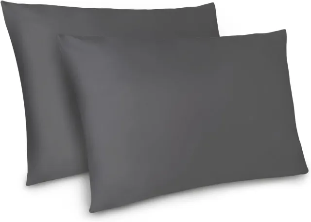 Azalia Kussenslopen 40 x 80 cm - Set van 2 - Donkergrijs met Ritssluiting, Zachte Microvezel