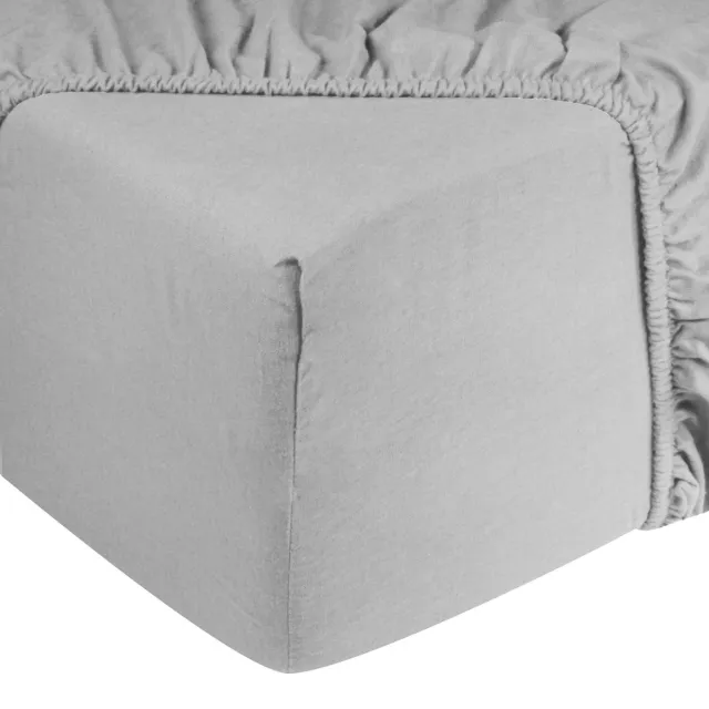 DoubleDry Hoeslaken Flanel 100% Zacht Katoen - Tweepersoons 180x200 cm - Rondom Elastiek - Lichtgrijs Licht grijs