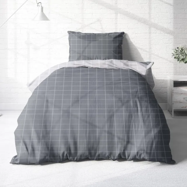 Unyqoos Zachte en Ademende Bedset met Ruitdesign van Flanel Katoen voor de Winter Grijs