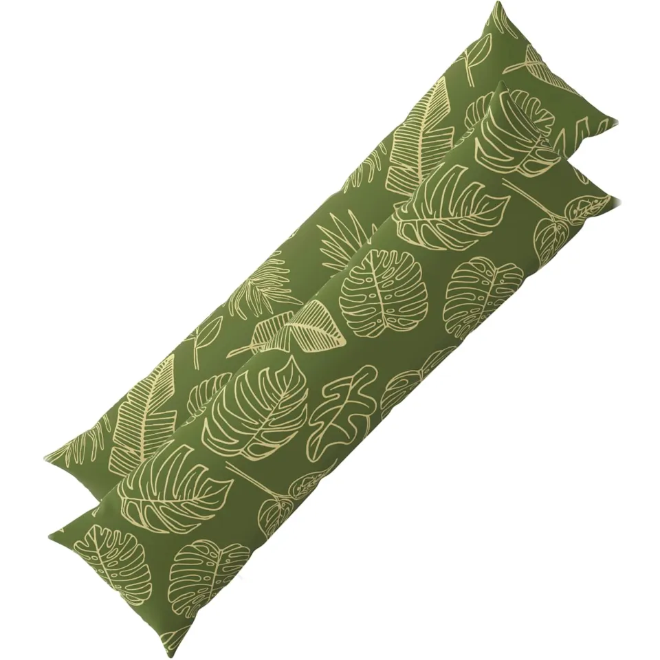 vidaXL Kussensloop 2 st HEERLEN Bladontwerp 40 x 145 cm Polyester Groen