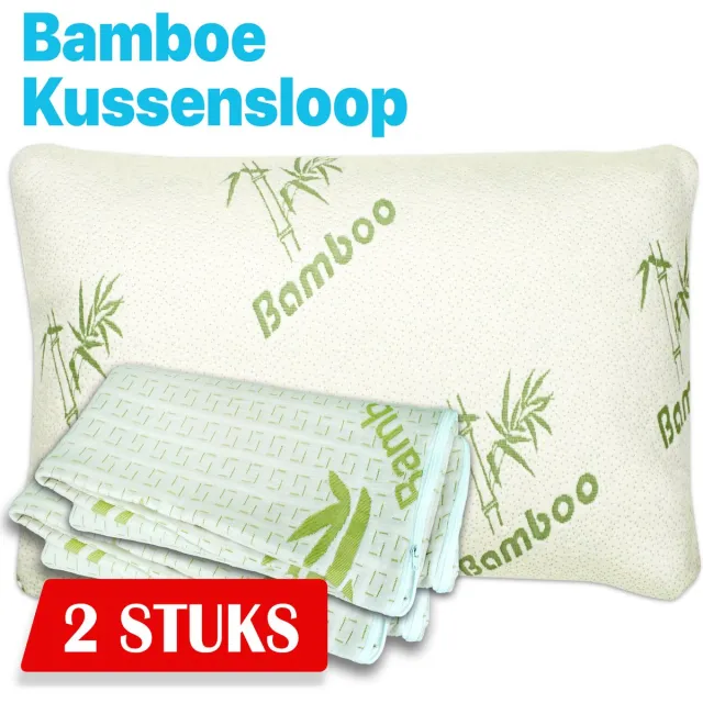 Litalente 2x Bamboe Kussensloop - Bamboe Kussenbeschermer 60x70 - Cool Comfort - Antibacteriële werking Wit/groen