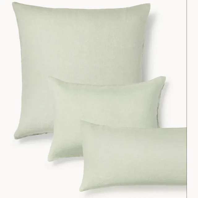 Westwing Collection Gewassen linnen kussenhoes Airy Lichtgroen