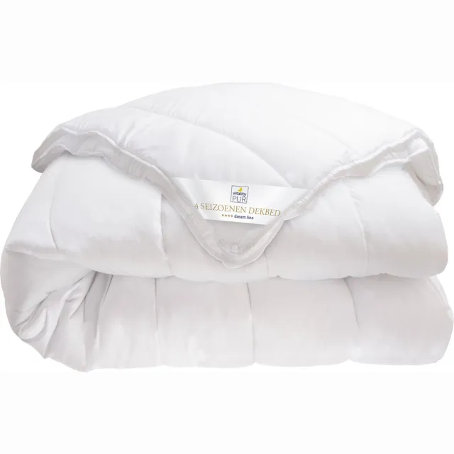 Vitality Pur 4-Seizoenen Dekbed - 200x200 - Tweepersoons - 2-Delig met Drukknopen - Ademend & Vochtregulerend - Anti Allergie & Huisstofmijt - Luxe Hotelkwaliteit - Zomer & Winterdekbed Wit