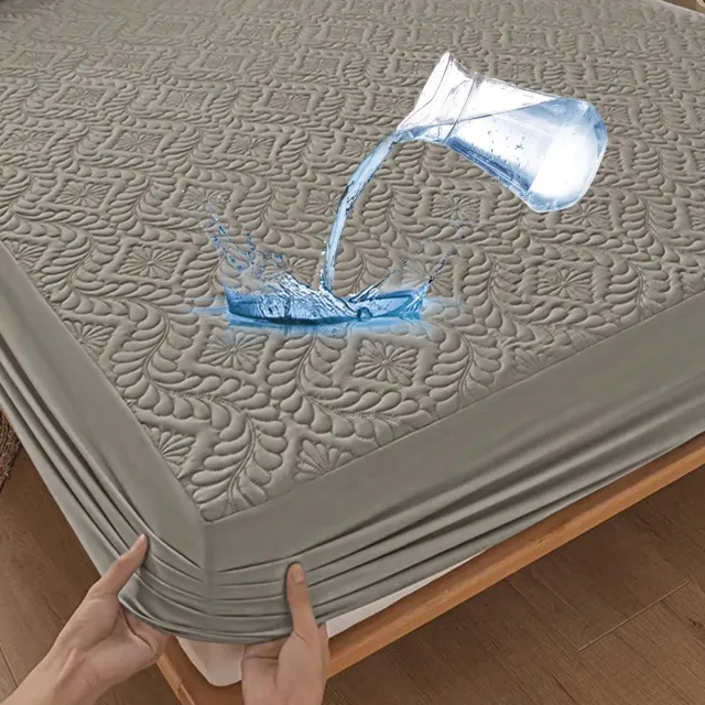 Ibenzoa Waterdichte Luxe Matrasbeschermer met 3D-Patroon en Ademend Hoeslaken voor Optimaal Comfort grijs