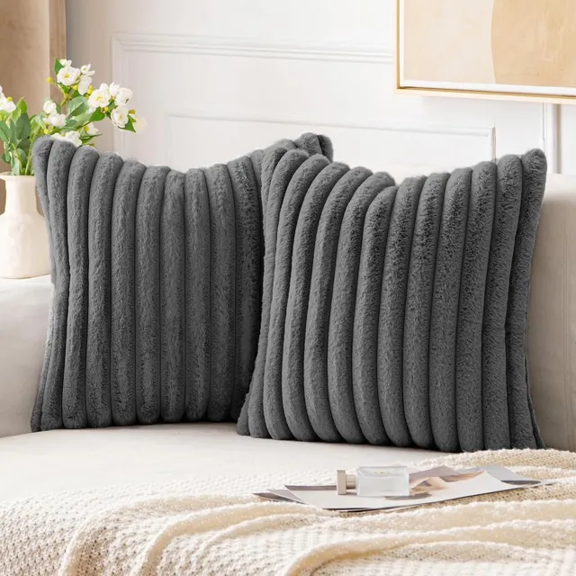 Maisentiel Sierkussenhoezen 30 x 50 cm - Velours met verborgen rits - Grijs, set van 2