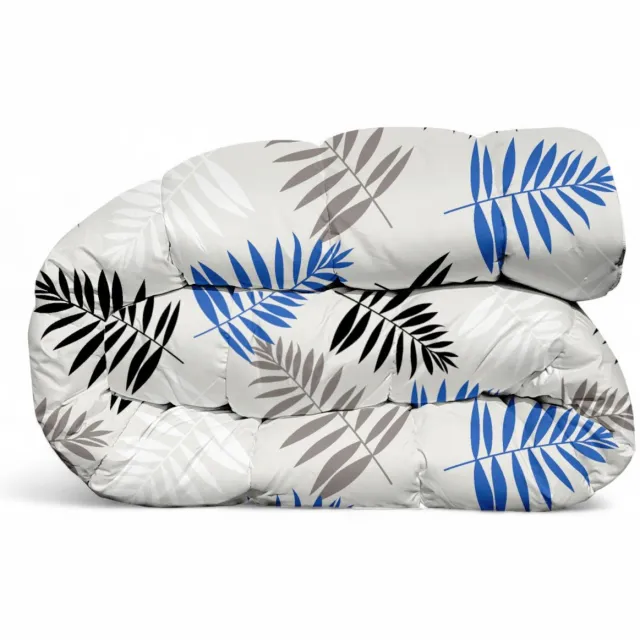 bedlin Premium Dekbed bedrukt - Zonder hoes ( 2 in 1 ) - Tweezijdig - 240 x 220 cm - NewVaren Light / NewVaren Dark Grijs, Blauw