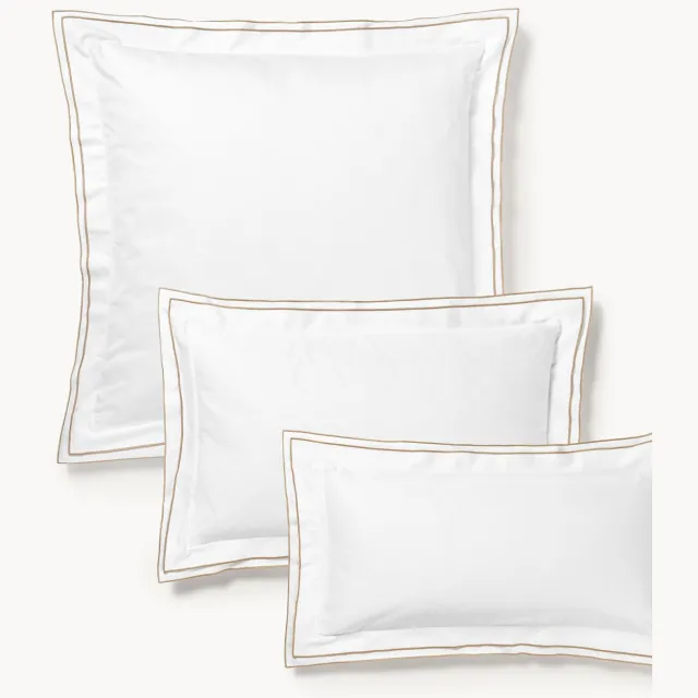 Westwing Collection Katoensatijnen kussenhoes Carlotta met bies Wit