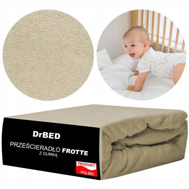 DrBED Kinderbed Hoeslaken - 120x60 cm - Frotte - Lichtbeige - Zacht