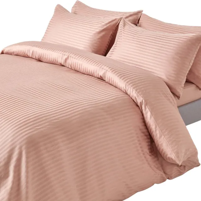 Homescapes Satijn Streep Dekbedovertrek 240x220 cm – Lits-jumeaux – Taupe-beige – 100% Egyptisch Katoen – Draaddichtheid 330
