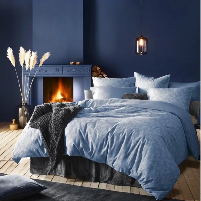 De Witte Lietaer Dekbedovertrek Katoen Flanel Alvaro - Hotelmaat - 260 x 240 cm - Blauw