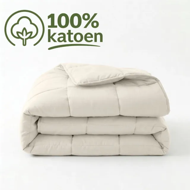 Droomtextiel Dekbed Zonder Overtrek 240x220 - 100% Percale Katoen - Wasbaar Dekbed - Beige