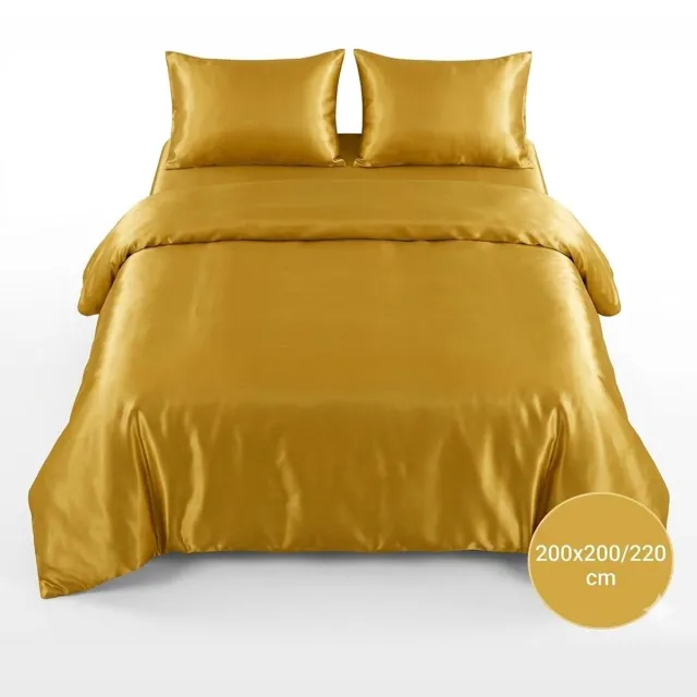 Roden Blue Satijnen Dekbedovertrek - Geel - 200x200/220 - Luxe & Koel - Zacht & Ademend - Incl. Kussenslopen