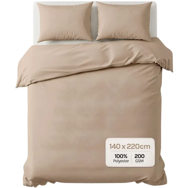 Zydante Dekbedovertrek Set - Dekbedhoes met 1 Kussensloop - Velvet Coral - Beige