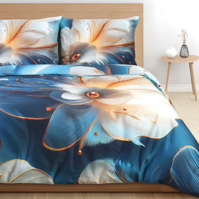 Darymex Satynlove Premium - Dekbedovertrek set (2-delig) - 100% Katoen-Satijn - Met Ritssluiting - 140x200 cm blauw