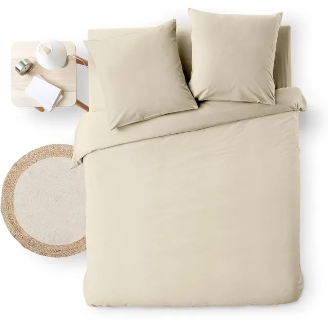 KGS Promolinge 3-delige beddengoedset - 100% garengeverfd katoen - Meline beige