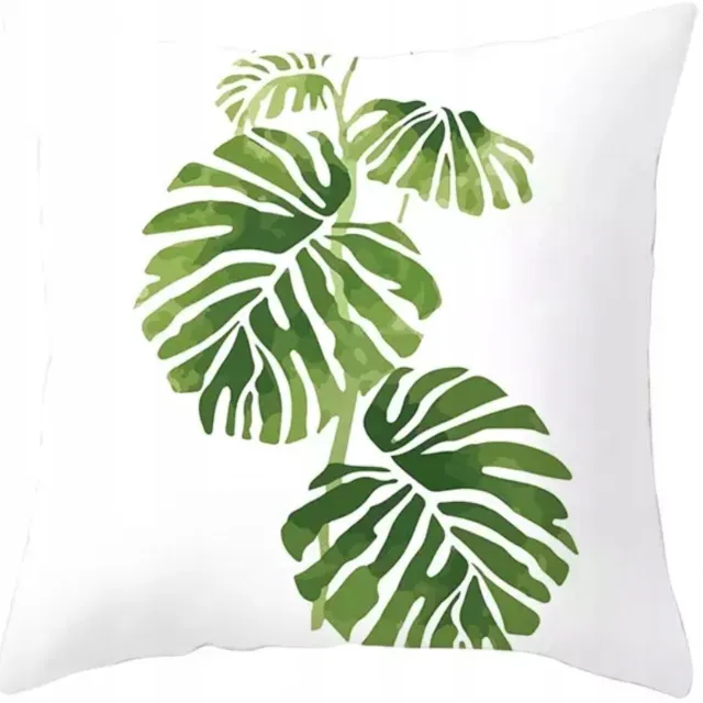 Fashion home Decoratieve Kussenhoes 45x45 cm - Bladmotief Groen