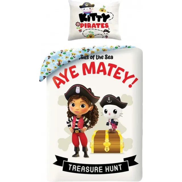 Gabby's Poppenhuis Dekbedovertrek Kitty Pirates - Katoen Wit;Blauw;Kleurig