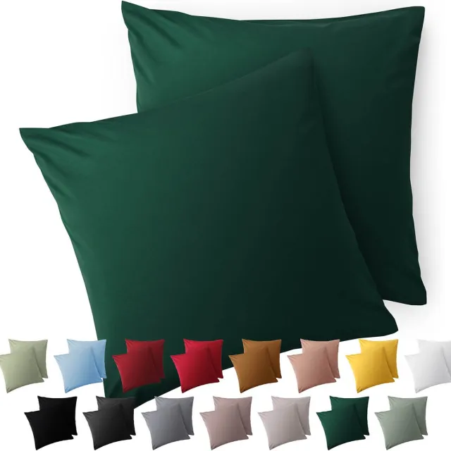 Blumtal Kussensloop Microvezel Kussenhoes 50 x 50 cm - Donkergroen - Met Rits - Set van 2
