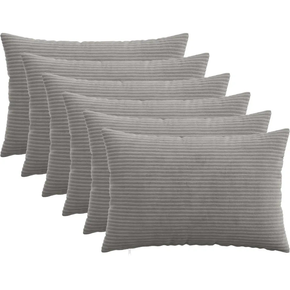 vidaXL Kussensloop 6 st HEERLEN Lichtgrijs 40 x 60 cm corduroy, foto 3