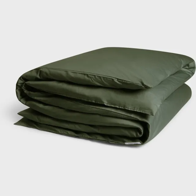 Yumeko dekbedovertrek katoensatijn dark olive 140x200 (zonder slopen) - Bio, eco & fairtrade