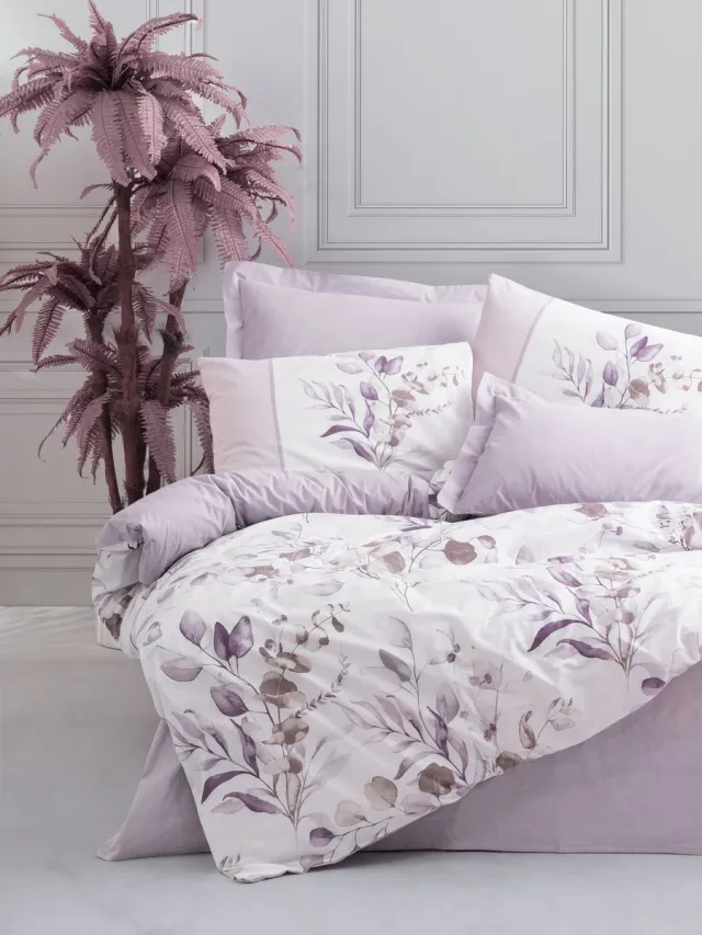 L'essentiel Maison Nadia - Dekbedovertrek - Ranforce - Lila - 240x220 Lila en wit